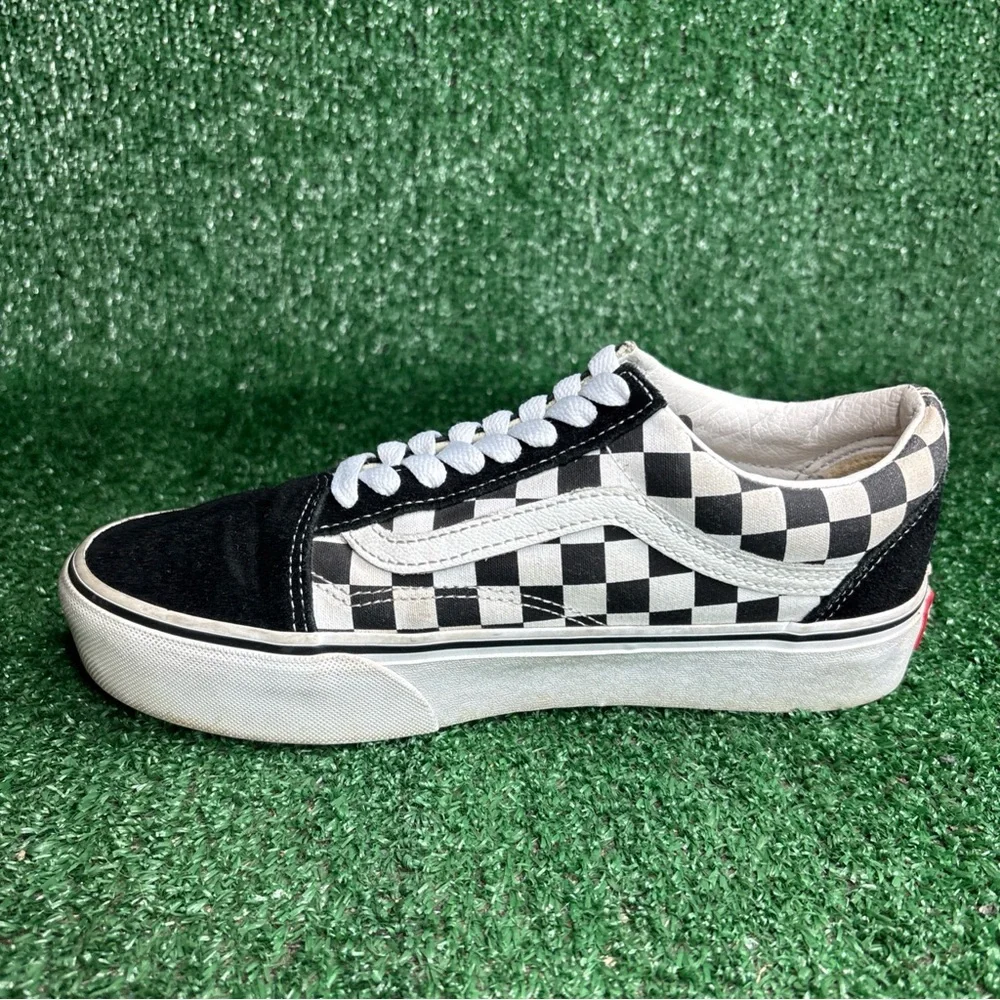 Vans Old Skool Checkerboard Womens Size 8 Black White Platform Shoes Sneakers - Picture 7 of 12